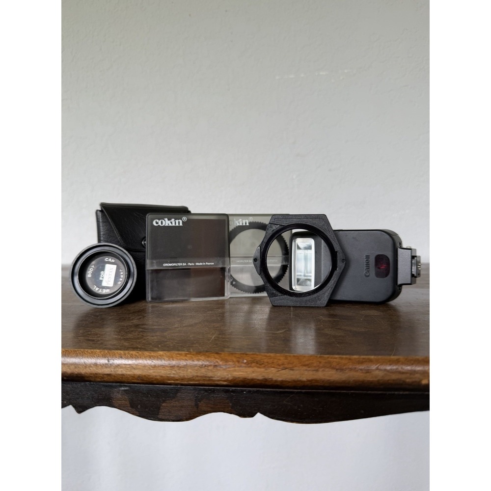 Vintage Photography Lot Canon Speedlite 200E Flash, Cokin Filter System & Cases